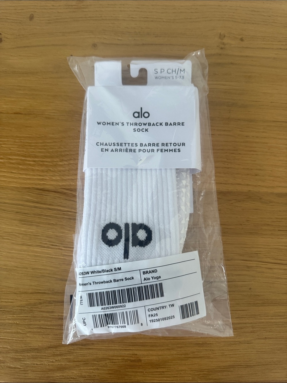 ALO Yoga Women's Throwback Barre Sock - White with Black Logo